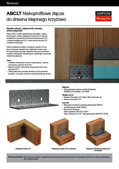 ABCLT Ukryte połączenie ścian CLT z fundamentem ABCLT Ukryte połączenie ścian CLT z fundamentem